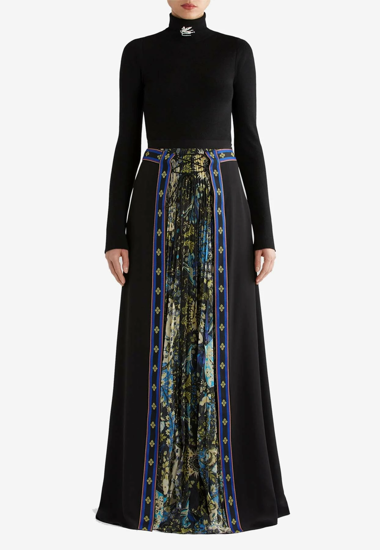 Etro Silk Skirt With Ribbons And Floral Detail Black 2 Etro Silk Skirt With Ribbons And Floral Detail Black - Image 2