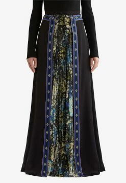 Etro Silk Skirt With Ribbons And Floral Detail Black