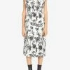 Salvatore Ferragamo Printed Sleeveless Midi Shirt Dress In Silk Monochrome