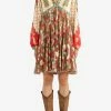 Etro Floral Paisley Print Silk Long-Sleeved Mini Dress Multicolor