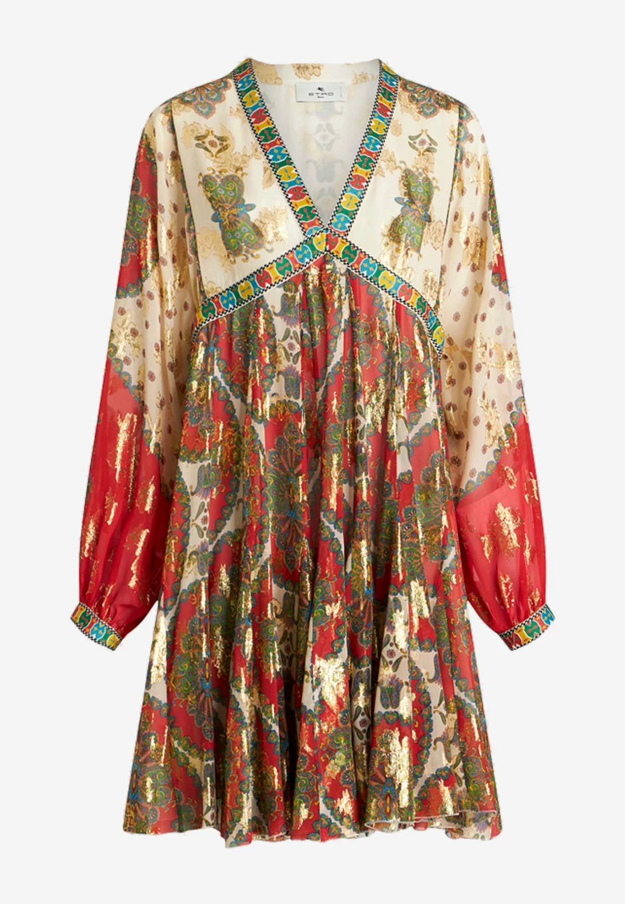 Etro Floral Paisley Print Silk Long-Sleeved Mini Dress Multicolor 3 Etro Floral Paisley Print Silk Long-Sleeved Mini Dress Multicolor - Image 3