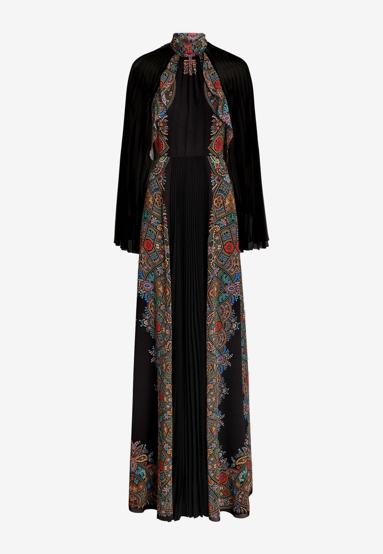 Etro Long Pleated Georgette Paisley Printed Maxi Dress Black 3 Etro Long Pleated Georgette Paisley Printed Maxi Dress Black - Image 3
