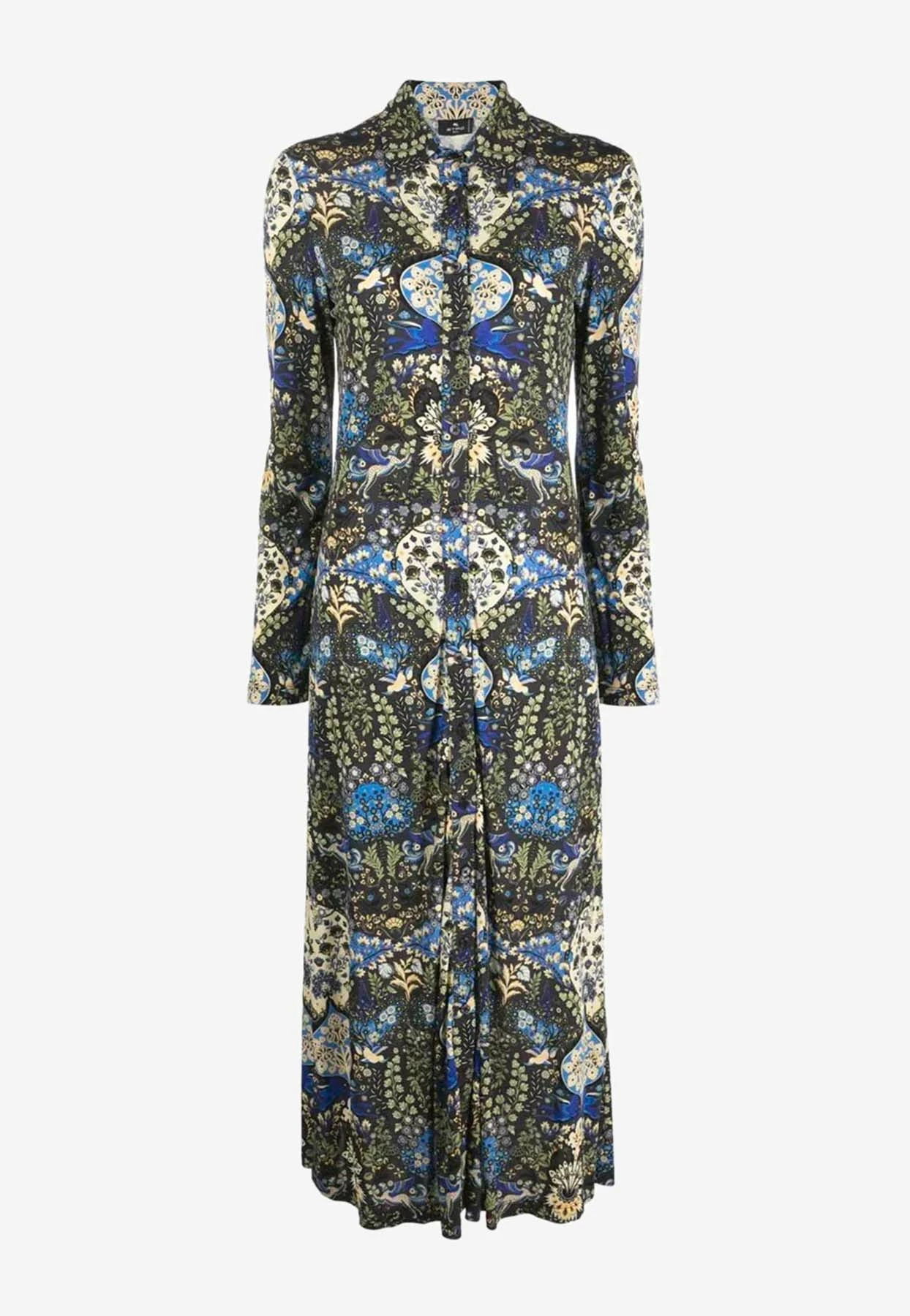 Etro Floral Long-Sleeved Midi Dress Multicolor 1 Etro Floral Long-Sleeved Midi Dress Multicolor
