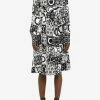 Salvatore Ferragamo Gancini Silk Jacquard Dress Monochrome