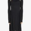 Salvatore Ferragamo Long-Sleeved Drawstring Dress Black