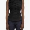 Salvatore Ferragamo V-neck Ruched Crepe Top Black