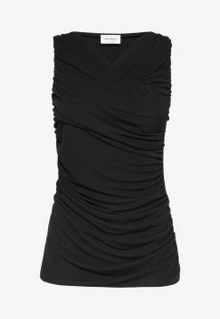 Salvatore Ferragamo V-neck Ruched Crepe Top Black -Evening Dresses Popular Store 137396 c 751701 black