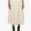 Salvatore Ferragamo Broderie Anglaise Pleated Midi Skirt Off-white