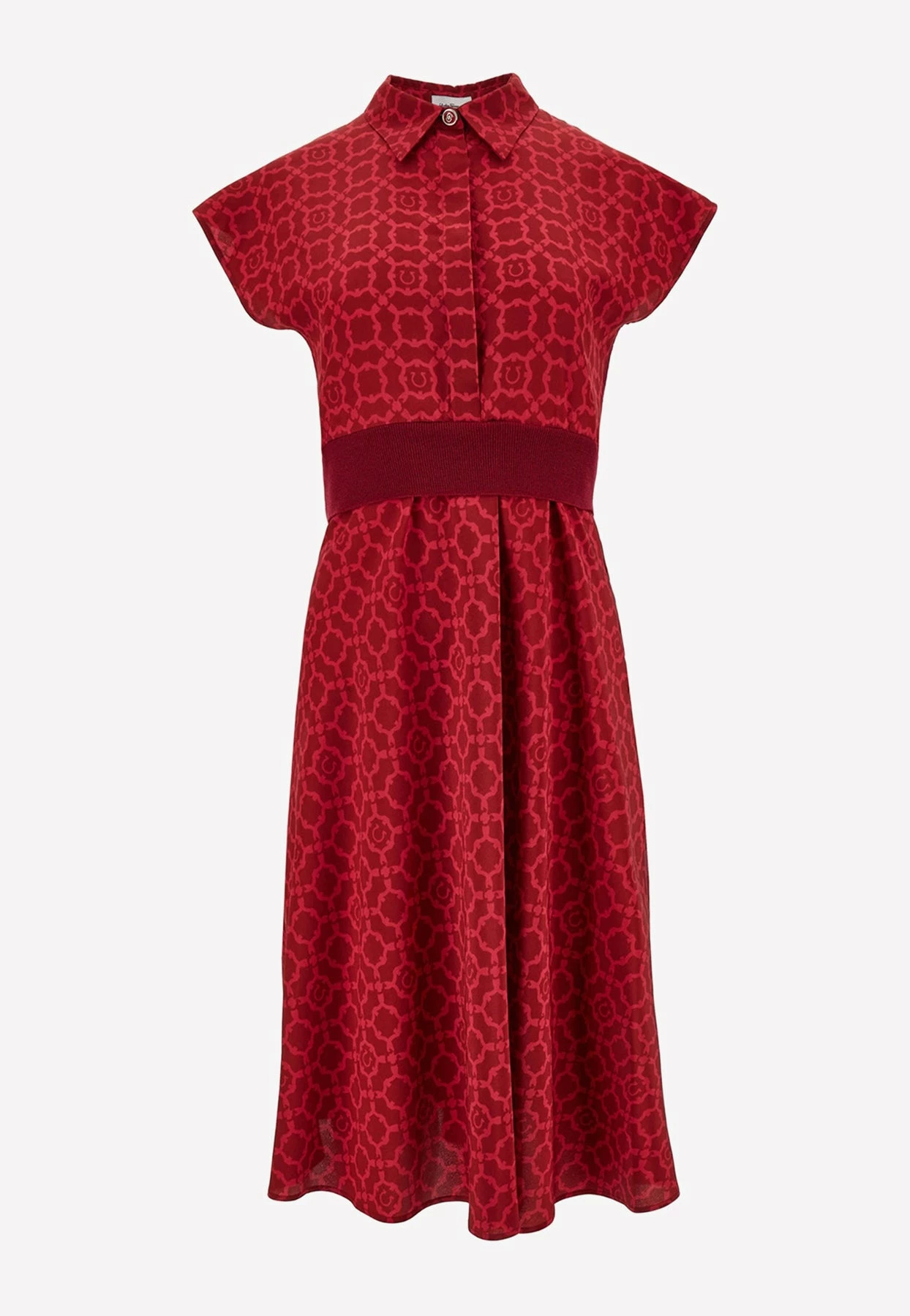 Salvatore Ferragamo Gancini Galore Shirt Dress Red 3 Salvatore Ferragamo Gancini Galore Shirt Dress Red - Image 3