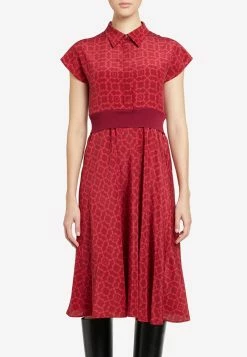 Salvatore Ferragamo Gancini Galore Shirt Dress Red