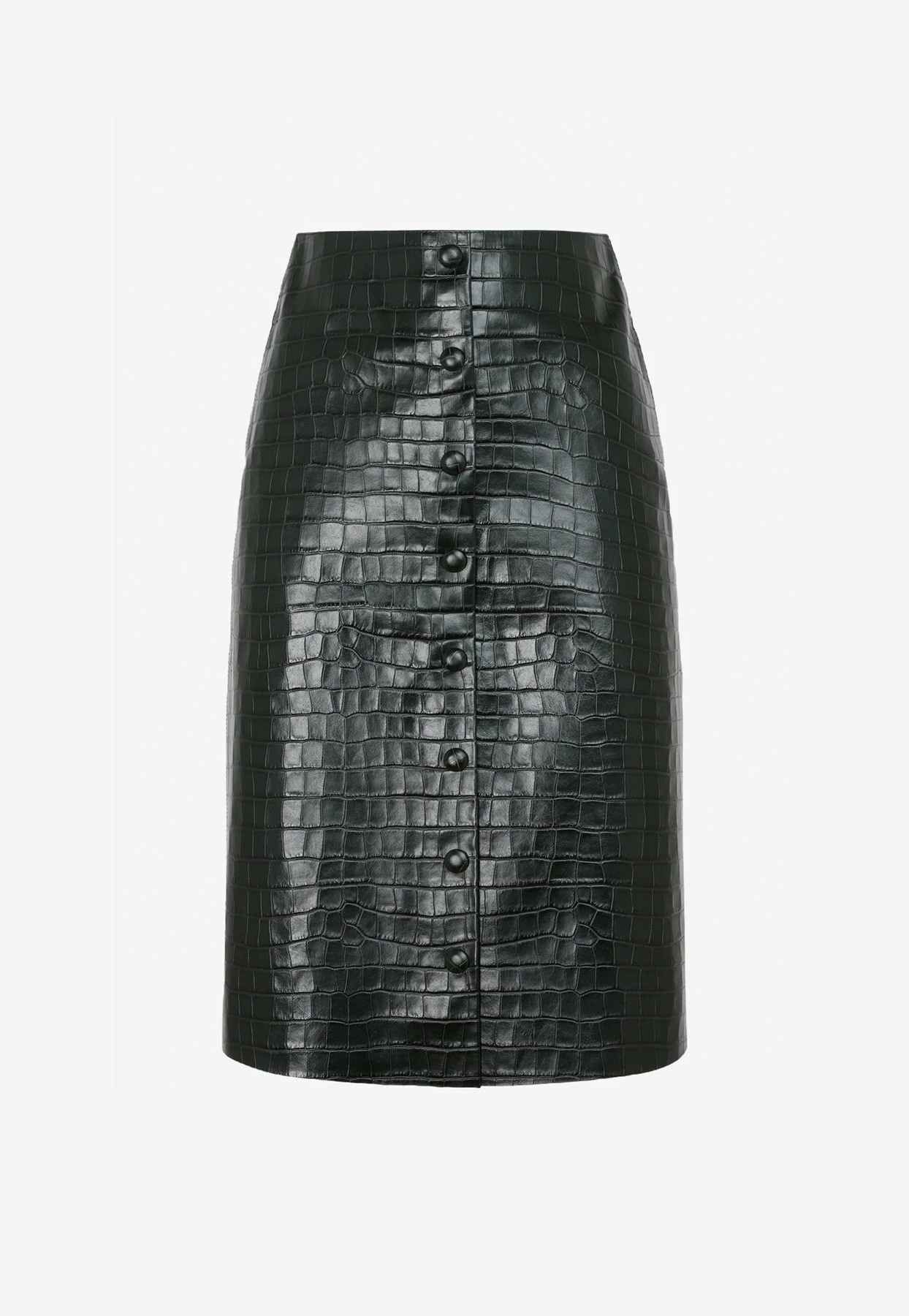 Chloé A-Line Skirt In Croc-Embossed Leather Olive 1 Chloé A-Line Skirt In Croc-Embossed Leather Olive