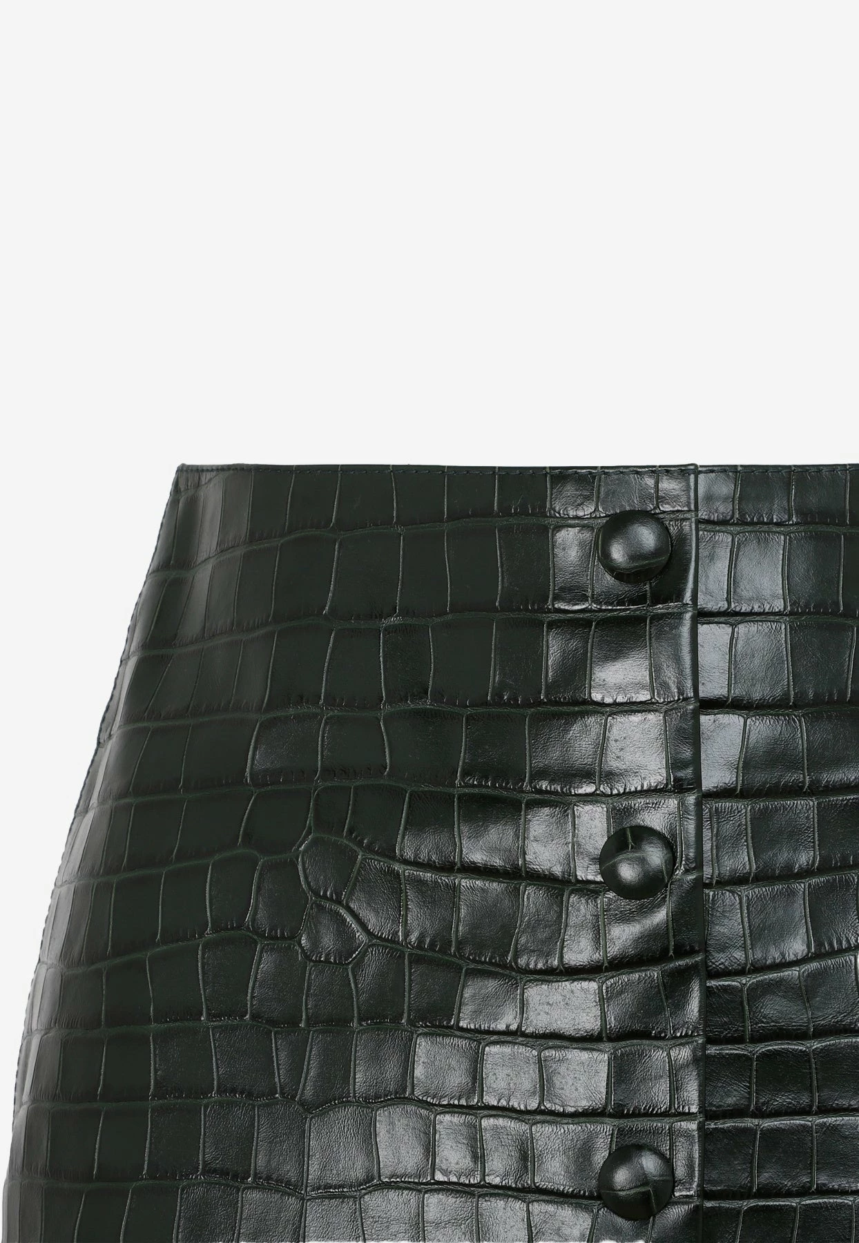 Chloé A-Line Skirt In Croc-Embossed Leather Olive 4 Chloé A-Line Skirt In Croc-Embossed Leather Olive - Image 4