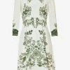 Etro Floral Printed Long-Sleeved Midi Dress White