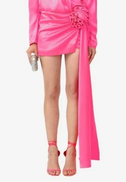 Magda Butrym Draped Sash Mini Skirt With 3D Flower Pink