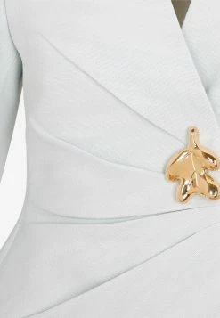 Jil Sander Constructed Draped Blazer With Leaf Button Sky Blue -Evening Dresses Popular Store 15022022 055