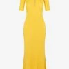 Gabriela Hearst Johanna Henley Short-sleeved Ruffled Maxi Dress Yellow