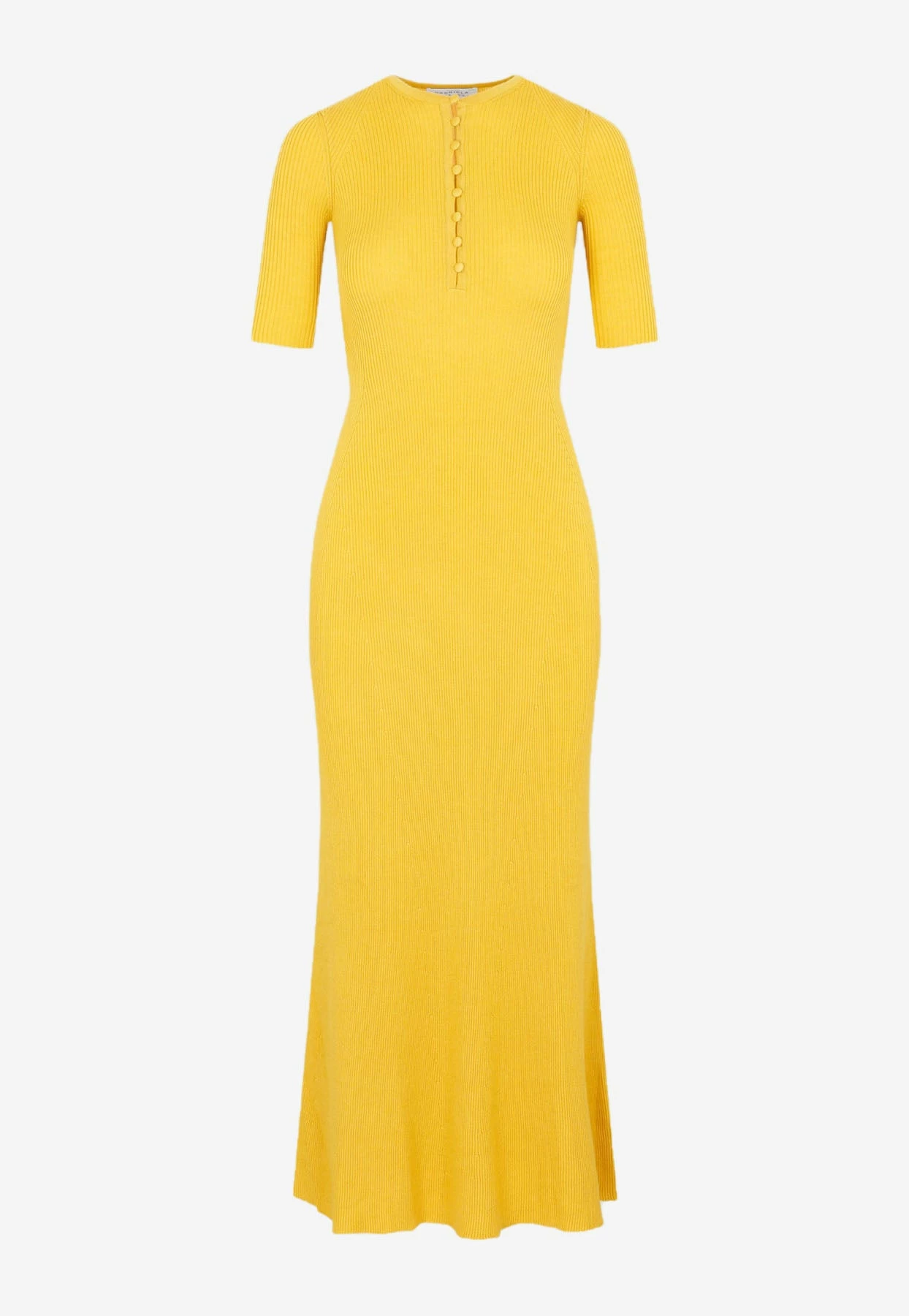 Gabriela Hearst Johanna Henley Short-sleeved Ruffled Maxi Dress Yellow 1 Gabriela Hearst Johanna Henley Short-sleeved Ruffled Maxi Dress Yellow