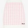 Miu Miu Houndstooth Knitted Mini Skirt In Cashmere Pink
