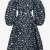 Cecilie Bahnsen Jaz Embroidered Cut-Out Midi Dress Navy