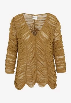 Khaite Lita Ruched Silk Top Brown