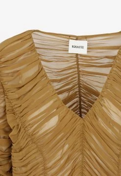 Khaite Lita Ruched Silk Top Brown -Evening Dresses Popular Store 17032022 186