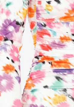 MSGM Floral Print Ruched Mini Dress Multicolor -Evening Dresses Popular Store 17062022 130
