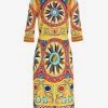 Dolce & Gabbana Carretto Print Silk Midi Dress Multicolor