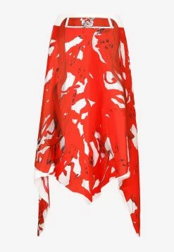 AZ Factory The Meerkat Trompe-L'oeil Print Midi Skirt Red