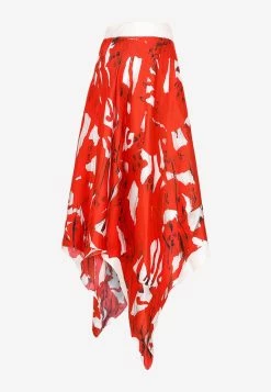 AZ Factory The Meerkat Trompe-L'oeil Print Midi Skirt Red -Evening Dresses Popular Store 18072022 141