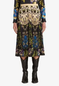 Etro Printed Pleated Midi Skirt Multicolor