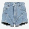 Mugler Denim Mini Shorts Blue