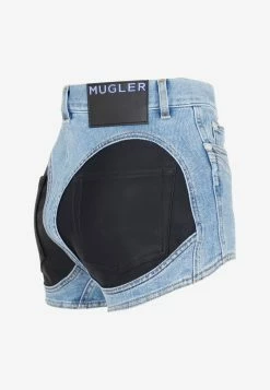 Mugler Denim Mini Shorts Blue -Evening Dresses Popular Store 19122022 328