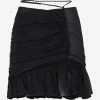 Nensi Dojaka Asymmetric Frill Mini Skirt In Silk Black