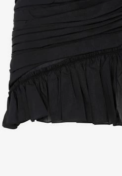 Nensi Dojaka Asymmetric Frill Mini Skirt In Silk Black -Evening Dresses Popular Store 19122022 392
