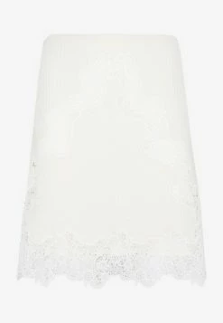 ChloƩ Flared Lace-Trimmed Mini Skirt White