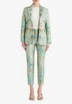 Etro Floral Jacquard Tailored Pants Mint