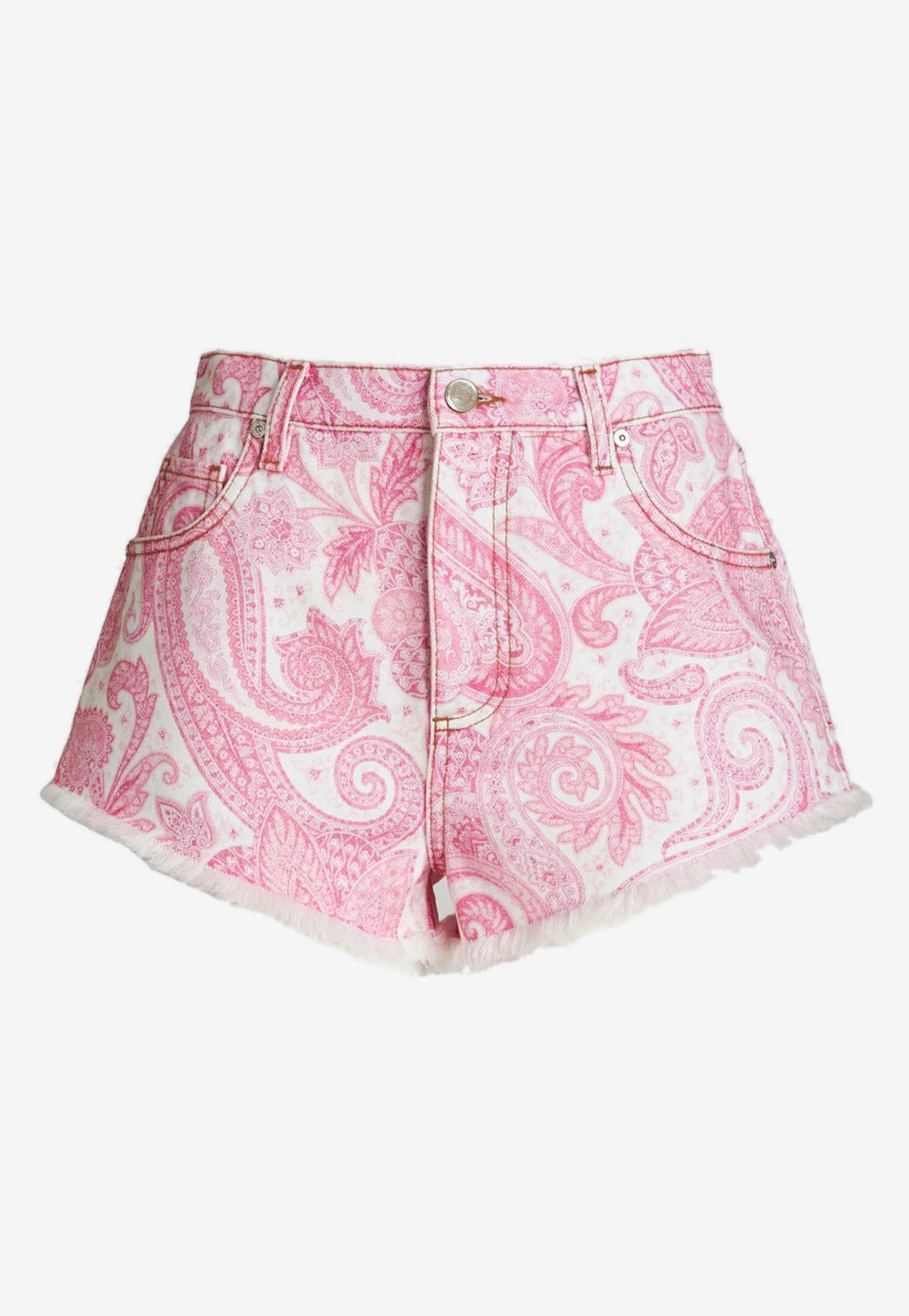 Etro Liquid Paisley Fringed Mini Shorts Pink 4 Etro Liquid Paisley Fringed Mini Shorts Pink - Image 4