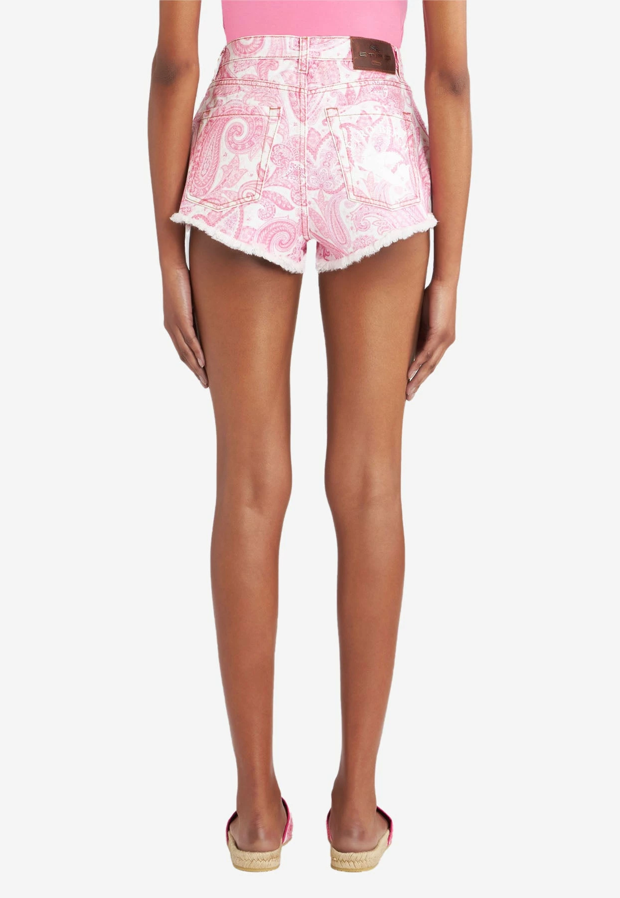 Etro Liquid Paisley Fringed Mini Shorts Pink 3 Etro Liquid Paisley Fringed Mini Shorts Pink - Image 3