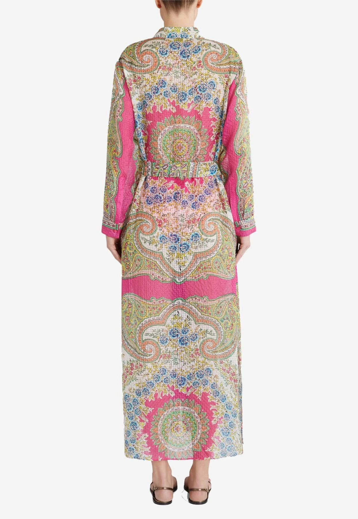 Etro Floral Print Midi Shirt Dress In Silk Multicolor 2 Etro Floral Print Midi Shirt Dress In Silk Multicolor - Image 2