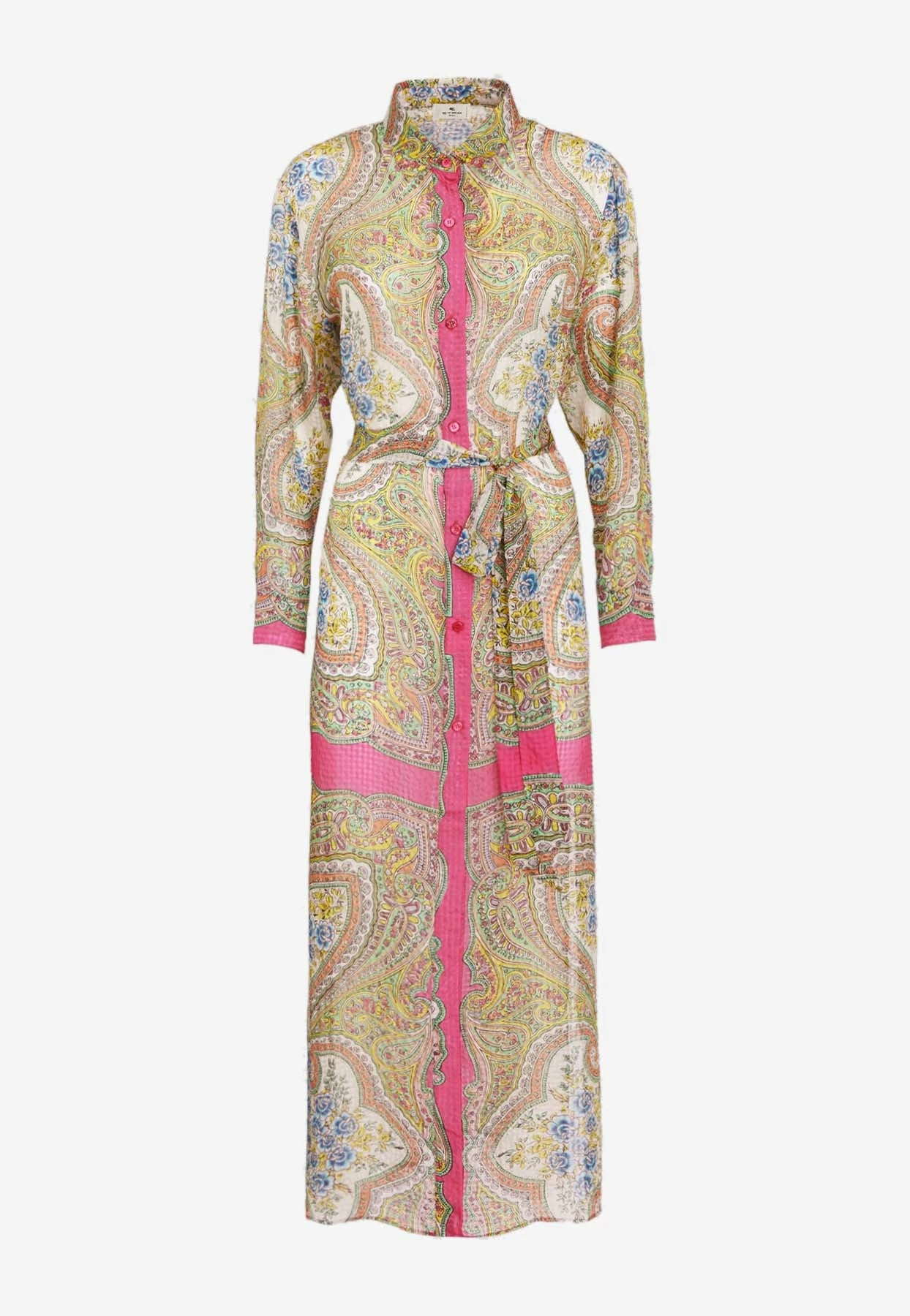 Etro Floral Print Midi Shirt Dress In Silk Multicolor 3 Etro Floral Print Midi Shirt Dress In Silk Multicolor - Image 3