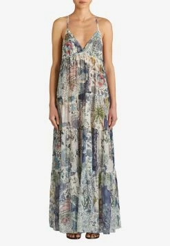 Etro Floral And Tattoo Print Maxi Dress Multicolor