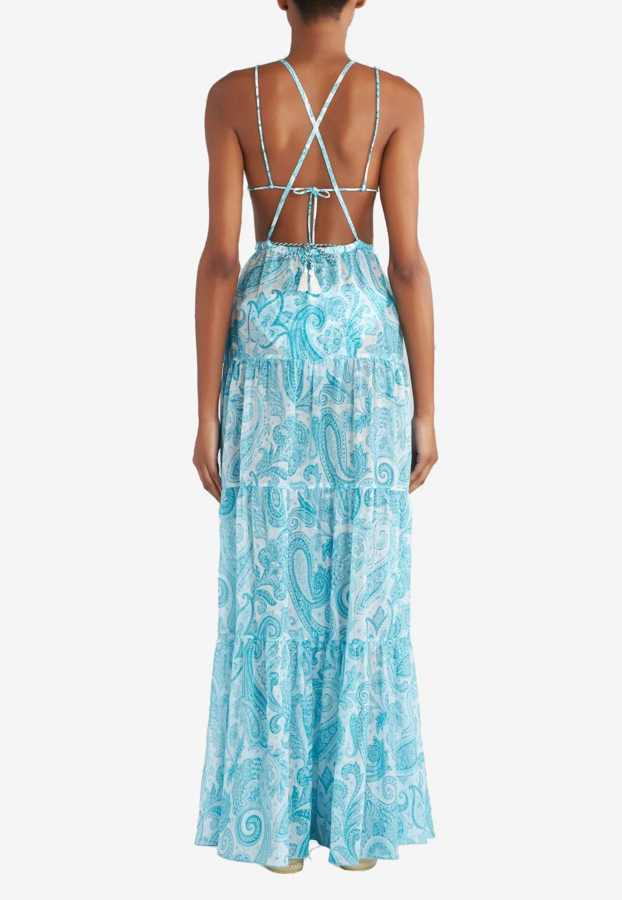 Etro Liquid Paisley Maxi Dress Light Blue 2 Etro Liquid Paisley Maxi Dress Light Blue - Image 2