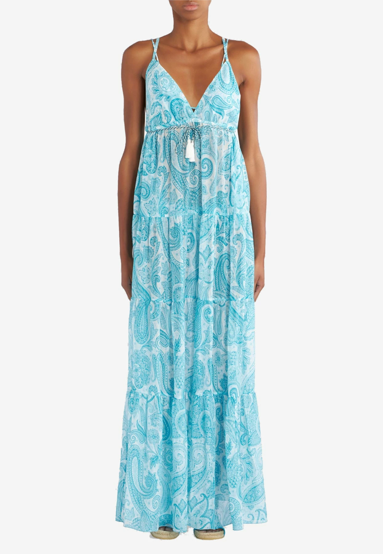 Etro Liquid Paisley Maxi Dress Light Blue 1 Etro Liquid Paisley Maxi Dress Light Blue
