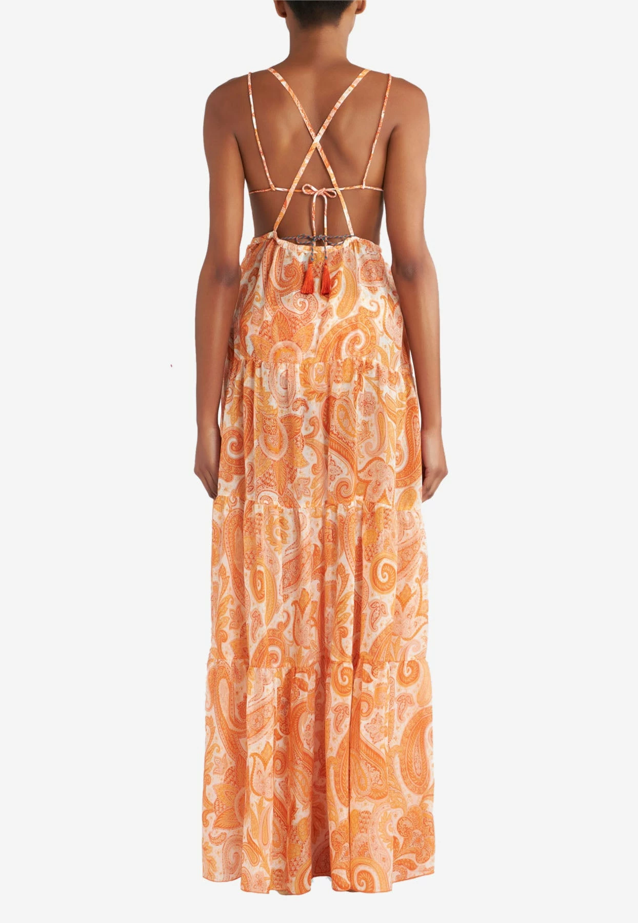 Etro Liquid Paisley Maxi Dress Orange 2 Etro Liquid Paisley Maxi Dress Orange - Image 2