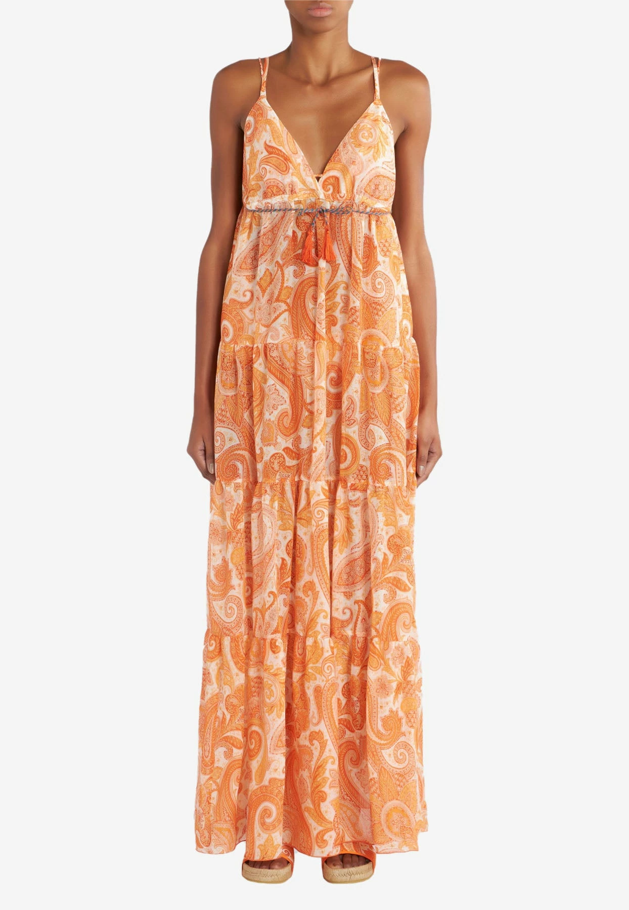 Etro Liquid Paisley Maxi Dress Orange 1 Etro Liquid Paisley Maxi Dress Orange