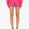 Valentino High-Waist Silk Faille Shorts Pink