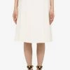 Valentino Pleated Midi Skirt In Wool And Silk Ivory
