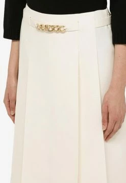 Valentino Pleated Midi Skirt In Wool And Silk Ivory -Evening Dresses Popular Store 1B3RA8X51CF L VALE A03.e