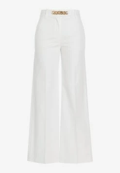Valentino VLogo Chain Wide-Leg Tailored Pants White