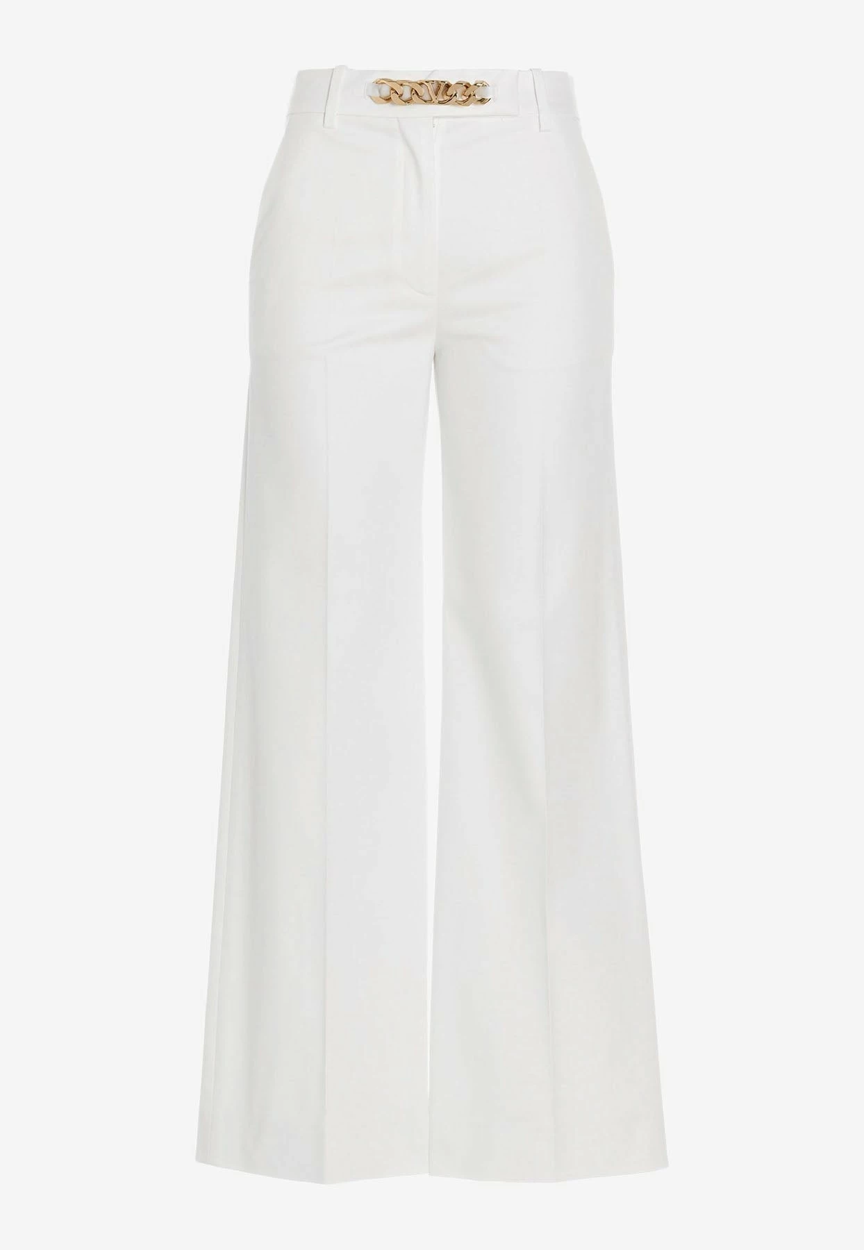 Valentino VLogo Chain Wide-Leg Tailored Pants White 1 Valentino VLogo Chain Wide-Leg Tailored Pants White